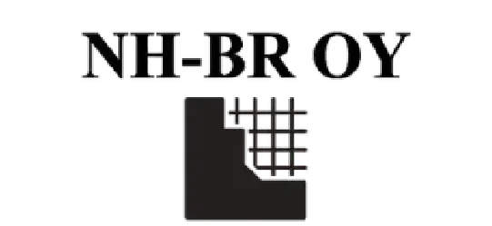 NH Betonirakennus rakennusliikkeen logo tumma, joka antoi TP-palvelulle arvostelun 5 tähteä.